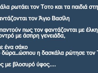 Η δασκάλα ρωτάει τον Τοτο και τα παιδιά στην τάξη, πως φαντάζονται τον Άγιο Βασίλη